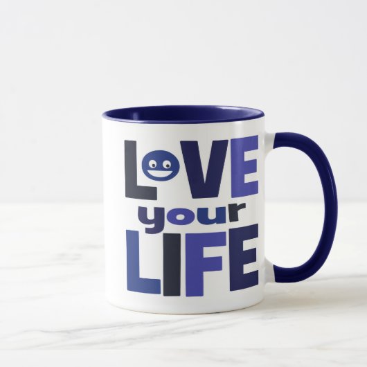 Mug Vivent votre vie, aiment votre bleu de la vie (Droite)