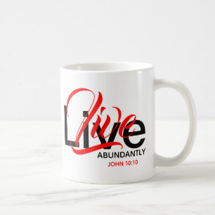 Mug Vivez abondamment Jean 10:10 Monogramme Écriture S