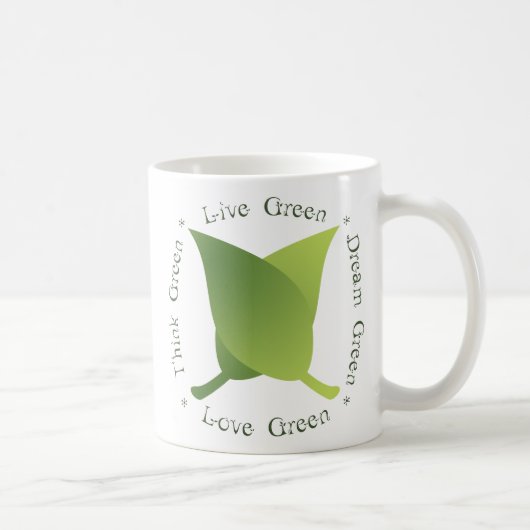Mug Vivez vert, pensez vert, vert de rêve, vert d'amou (Droite)