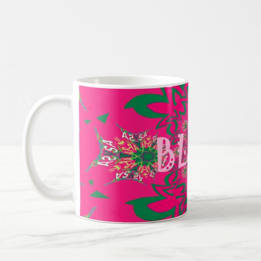 Mug Vivid Vivid Bébé rose floral violet ombrage Monogr (Gauche)