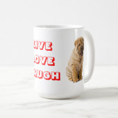 Mug Vivre, aimer, rire, chiot de chien coquelicot (Devant droit)
