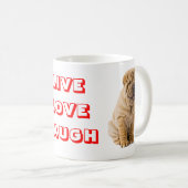 Mug Vivre, aimer, rire, chiot de chien coquelicot (Devant droit)