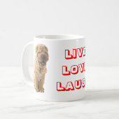 Mug Vivre, aimer, rire, chiot de chien coquelicot (Devant gauche)