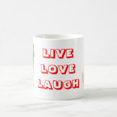 Mug Vivre, aimer, rire, chiot de chien coquelicot (Centre)