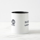 Mug vivre amour jouer basket vie bleu texte (Centre)