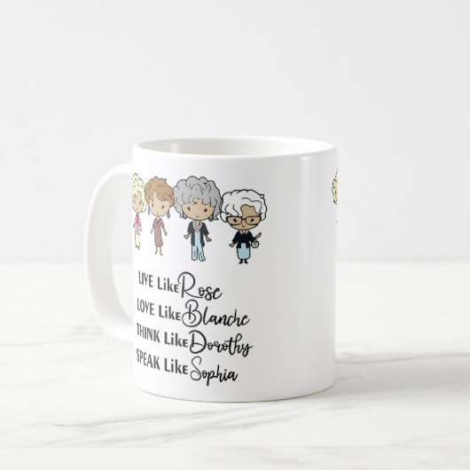 Mug Vivre comme un Rose Amour comme Blanche Penser com (Devant gauche)