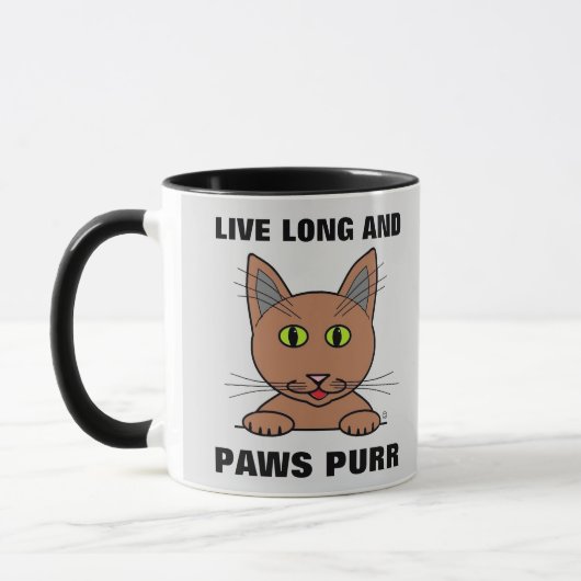 Mug Vivre Longue et des pattes Purer Chat Drôle (Gauche)