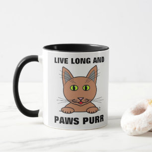 Mug Vivre Longue et des pattes Purer Chat Drôle