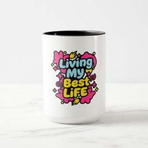 Mug Vivre ma vie au mieux graphiques pop art colorés