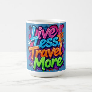 Mug Vivre moins voyager plus Néon Graffiti Citation de
