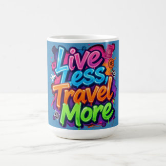 Mug Vivre moins voyager plus Néon Graffiti Citation de