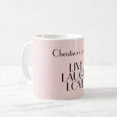 Mug VIVRE RIRE AMOUR Inspirationnel Citation rose Mini (Devant gauche)