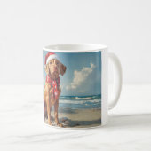 Mug Vizsla Chien Noël Plage Vintage (Devant droit)