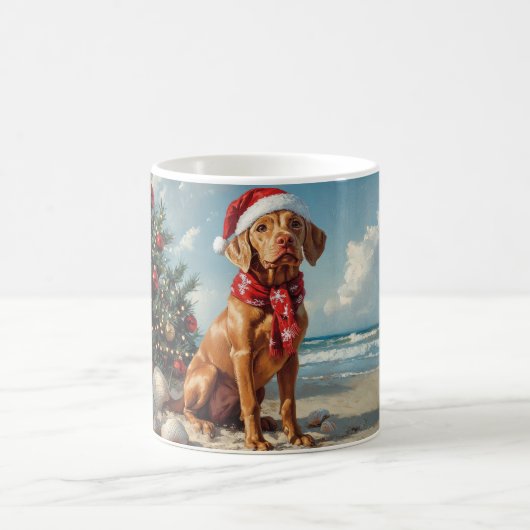Mug Vizsla Chien Noël Plage Vintage (Centre)