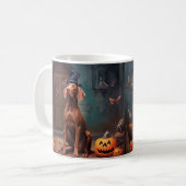 Mug Vizsla Citrouille Halloween effroi (Devant gauche)