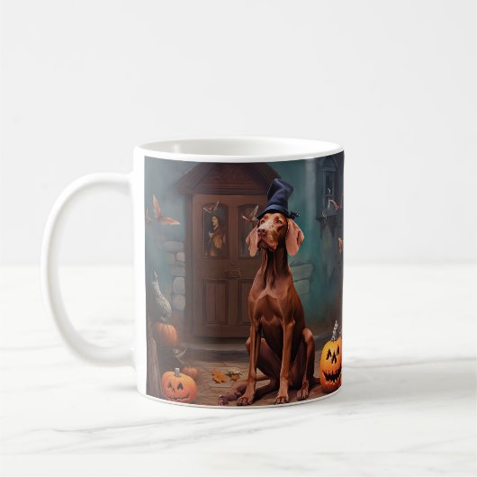Mug Vizsla Citrouille Halloween effroi (Gauche)