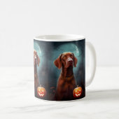 Mug Vizsla d'Halloween avec la peur Citrouille (Devant droit)