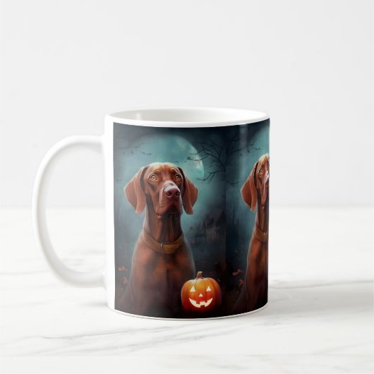 Mug Vizsla d'Halloween avec la peur Citrouille (Gauche)