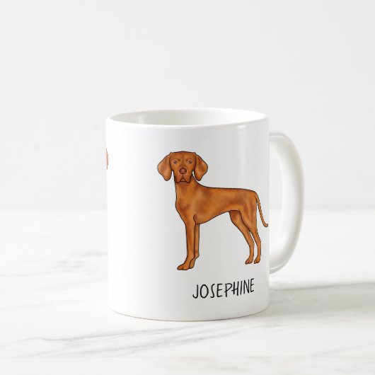Mug Vizsla Hongroise Cute Pointer Chien Avec Nom Perso (Devant droit)