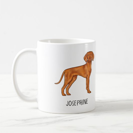 Mug Vizsla Hongroise Cute Pointer Chien Avec Nom Perso (Gauche)