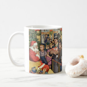 Mug Vœu de Noël vintage, garçon sur les genoux du Père