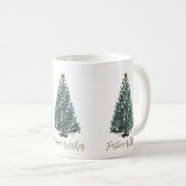 Mug Vœux de fête. Conception d'arbre de Noël (Devant droit)
