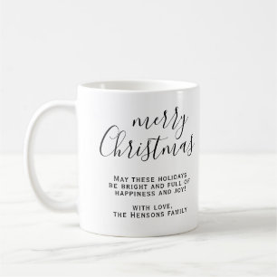 Mug Vœux de Joyeux Noël en noir et blanc Script