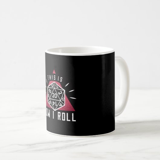 Mug Voici comment je roule - D20 montrant un 20 (Devant droit)