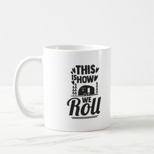Mug Voici comment nous roulons Simple Campervan Noir (Gauche)