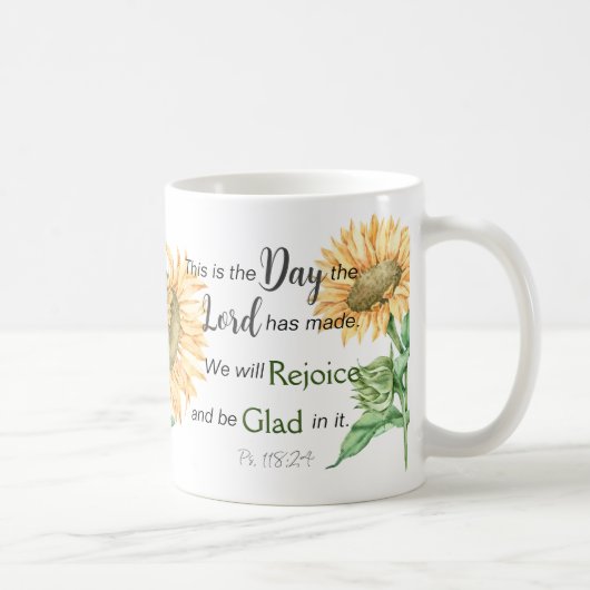 Mug Voici le Jour de la Bible Verse tournesol monogram (Droite)