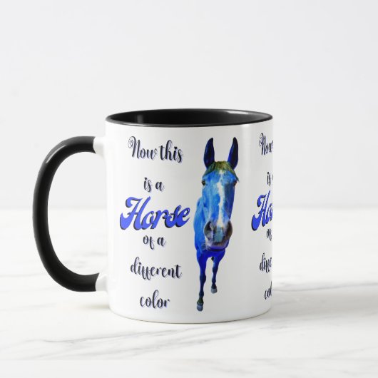Mug Voici un cheval d'une couleur différente en bleu (Gauche)
