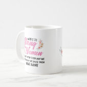 Mug Voici une citation de femmes fortes Script moderne (Devant gauche)