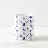 Mug Voile Illustration Rpt Motif Marine Bleu+Blanc (Centre)