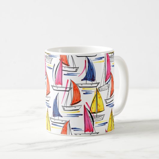 Mug Voilier Coloré Voilier Été Motif nautique (Devant droit)