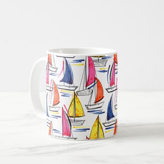 Mug Voilier Coloré Voilier Été Motif nautique (Devant gauche)