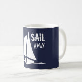 Mug Voilier Voilier Marine et Blanc (Devant droit)