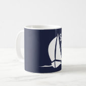 Mug Voilier Voilier Marine et Blanc (Devant gauche)
