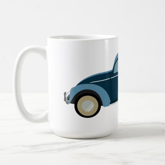 Mug voiture cool bleu rétro avec des menottes (Gauche)