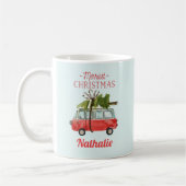 Mug voiture d'aquarelle de noël la plus joyeuse (Gauche)