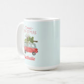 Mug voiture d'aquarelle de noël la plus joyeuse (Devant gauche)