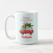 Mug voiture d'aquarelle de noël la plus joyeuse (Gauche)