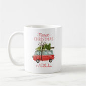 Mug voiture d'aquarelle de noël la plus joyeuse (Gauche)