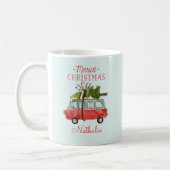 Mug voiture d'aquarelle de noël la plus joyeuse (Gauche)