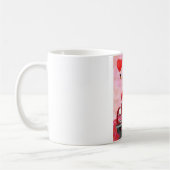 Mug Voiture de chien Pug avec coeurs Saint-Valentin (Gauche)