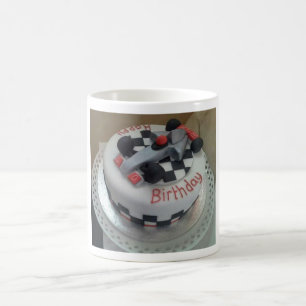 Mug voiture de course d'anniversaire heureuse