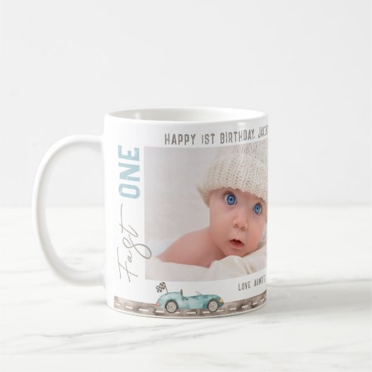 Mug Voiture de course "Fast ONE" Boug cadeau d'anniver (Gauche)