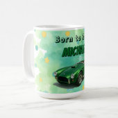 Mug Voiture de course verte de fête d'anniversaire 10  (Devant gauche)