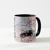 Mug Voiture de métro sur la carte routière (Devant droit)