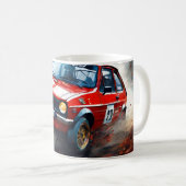 Mug Voiture de rallye Red Fiesta : Course à travers la (Devant droit)
