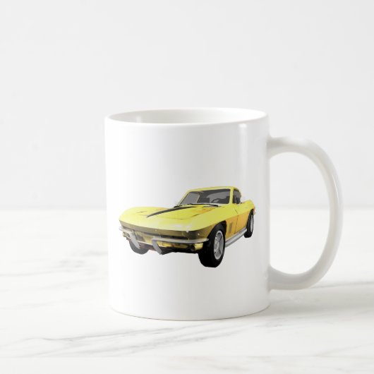 Mug Voiture de sport 1967 de Corvette : Finition jaune (Droite)